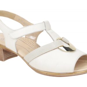 ara 12-35730 09 Damen Sandale cream-wei? Gold T-Steg HighSoft Klettverschluss...