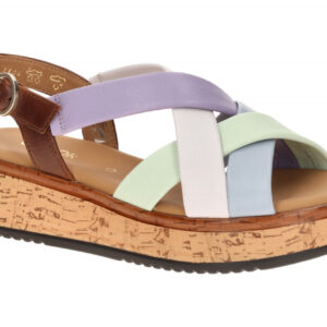 Gabor 82.743 Mehrfarbig Damen Sandalette Plateau Keilabsatz - Sky/Camel