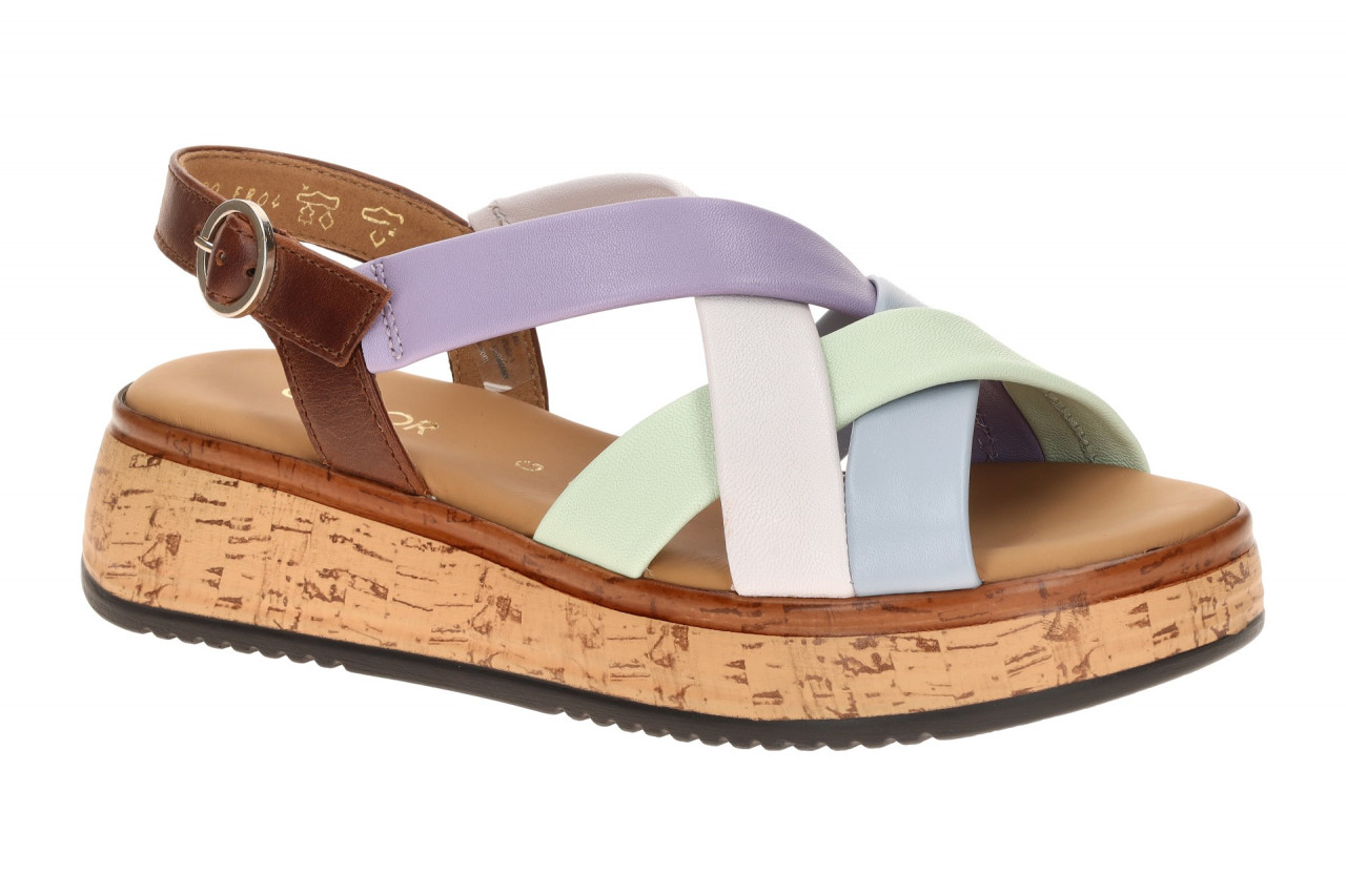 Gabor 82.743 Mehrfarbig Damen Sandalette Plateau Keilabsatz - Sky/Camel 1 Gabor 82.743 Mehrfarbig Damen Sandalette Plateau Keilabsatz - Sky/Camel