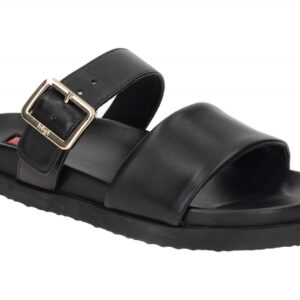 H?gl 0830 Schwarz Doppelriemen Pantoletten - bequeme Damenschuhe