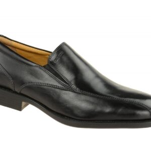 Geox U3257Q Herren Slipper Schwarz Echtleder Glattleder Gummisohle 2cm Absatz