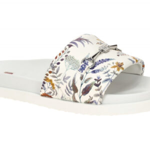 H?gl 0859 0299 Damen Pantoletten wei?/multi Blumen-Print Echtleder bequem