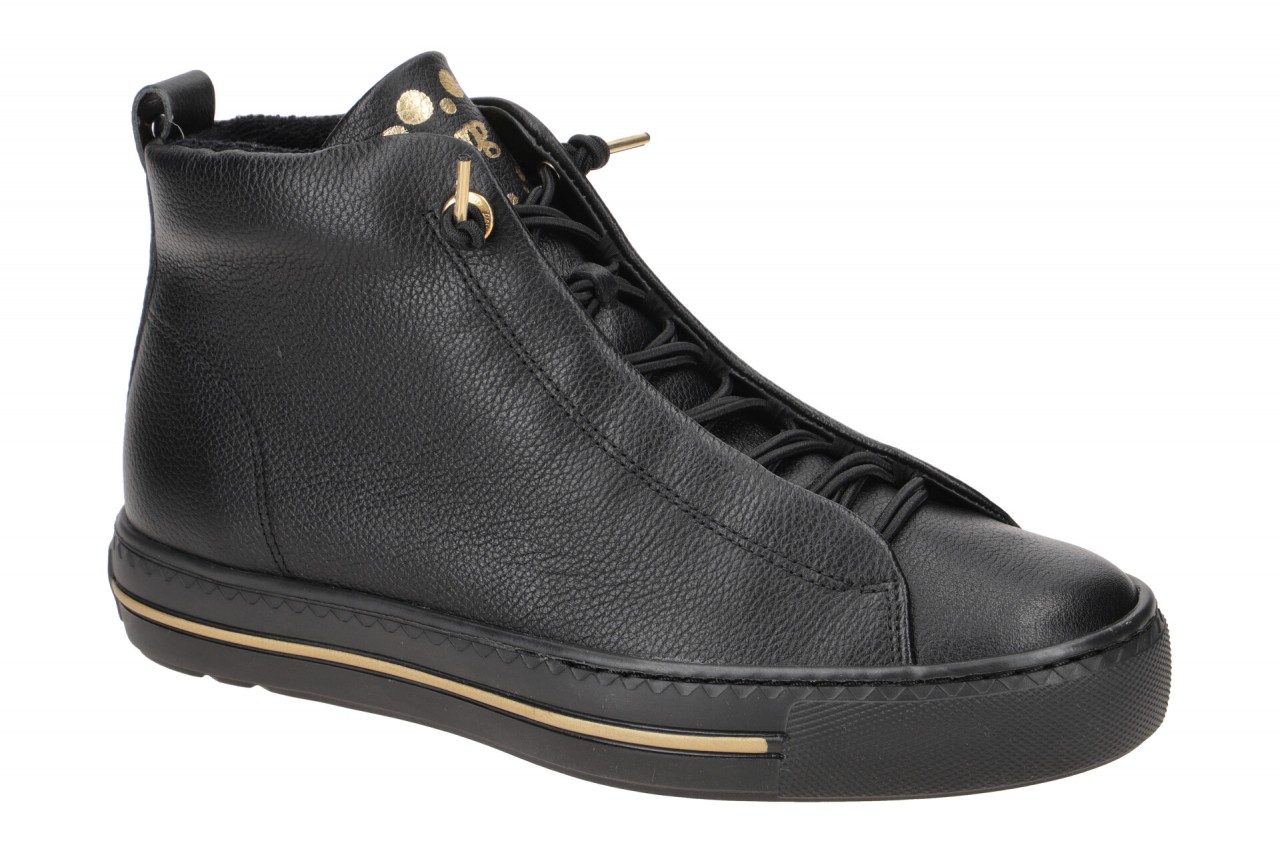 Paul Green Damen Mid-Sneaker 5283-020 Schwarz/Gold Echtleder Frottee Fu?bett 1 Paul Green Damen Mid-Sneaker 5283-020 Schwarz/Gold Echtleder Frottee Fu?bett