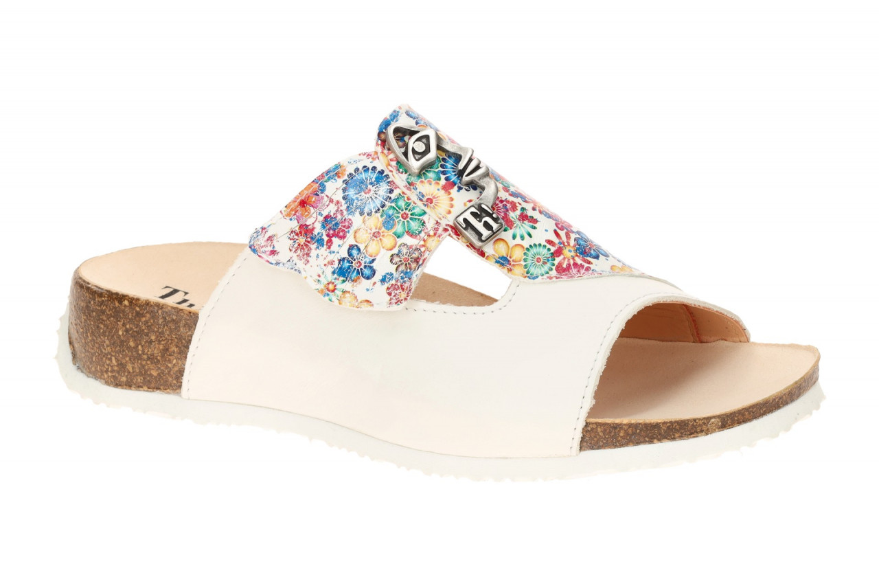Think 124 MIZZI Damenschuhe Pantoletten Wei? bunt Bl?tenprint Echtleder bequem 1 Think 124 MIZZI Damenschuhe Pantoletten Wei? bunt Bl?tenprint Echtleder bequem