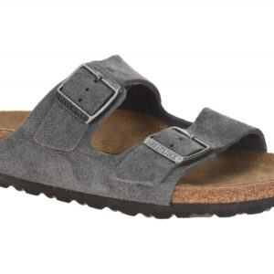 Birkenstock 1031625 BS Arizona Damen Pantoletten dunkelgrau Velour-Leder-Fu?bett