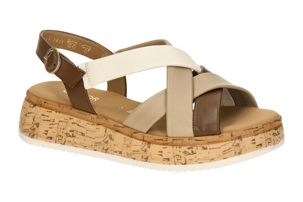 Gabor 82.743 Damen Sandalette braun cognac panna Keilabsatz PU Plateau 3cm 1 Gabor 82.743 Damen Sandalette braun cognac panna Keilabsatz PU Plateau 3cm