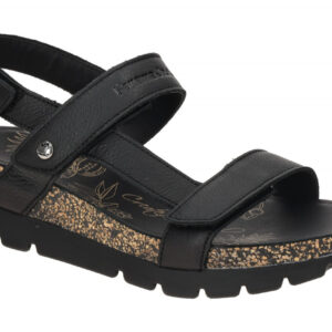 Panama Jack Damen Sandale Selma B4 PJ Schwarz Keilabsatz Klettverschluss
