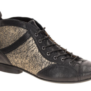 Think 000618 Damenschuhe Stiefeletten GUAD 2 Schwarz + Gold Linien-Netzmuster