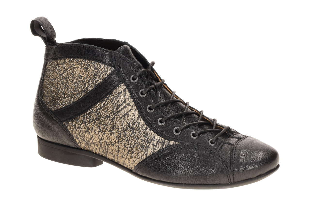 Think 000618 Damenschuhe Stiefeletten GUAD 2 Schwarz + Gold Linien-Netzmuster 1 Think 000618 Damenschuhe Stiefeletten GUAD 2 Schwarz + Gold Linien-Netzmuster