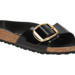 Birkenstock 1022650 Madrid Big Buckle Damen Pantoletten Schwarz Lack Echtleder