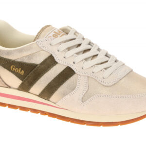 Gola CLB338NY Damen Sneaker Grau Gold Khaki Coral Pink - Echtleder - Gummisohle