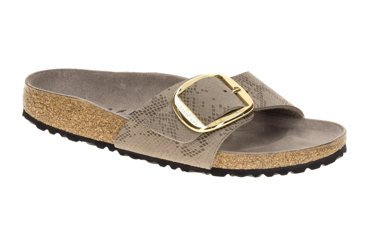 Birkenstock 1031701 Madrid Big Buckle Damen Pantoletten taupe-grau Python-Muster 1 Birkenstock 1031701 Madrid Big Buckle Damen Pantoletten taupe-grau Python-Muster