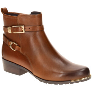 CAPRICE 25307 Damen Stiefeletten cognac Braun Blockabsatz Metall Schaft ausge...