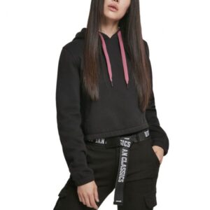 Urban Classics Ladies - Contrast Drawstring Hoody schwarz