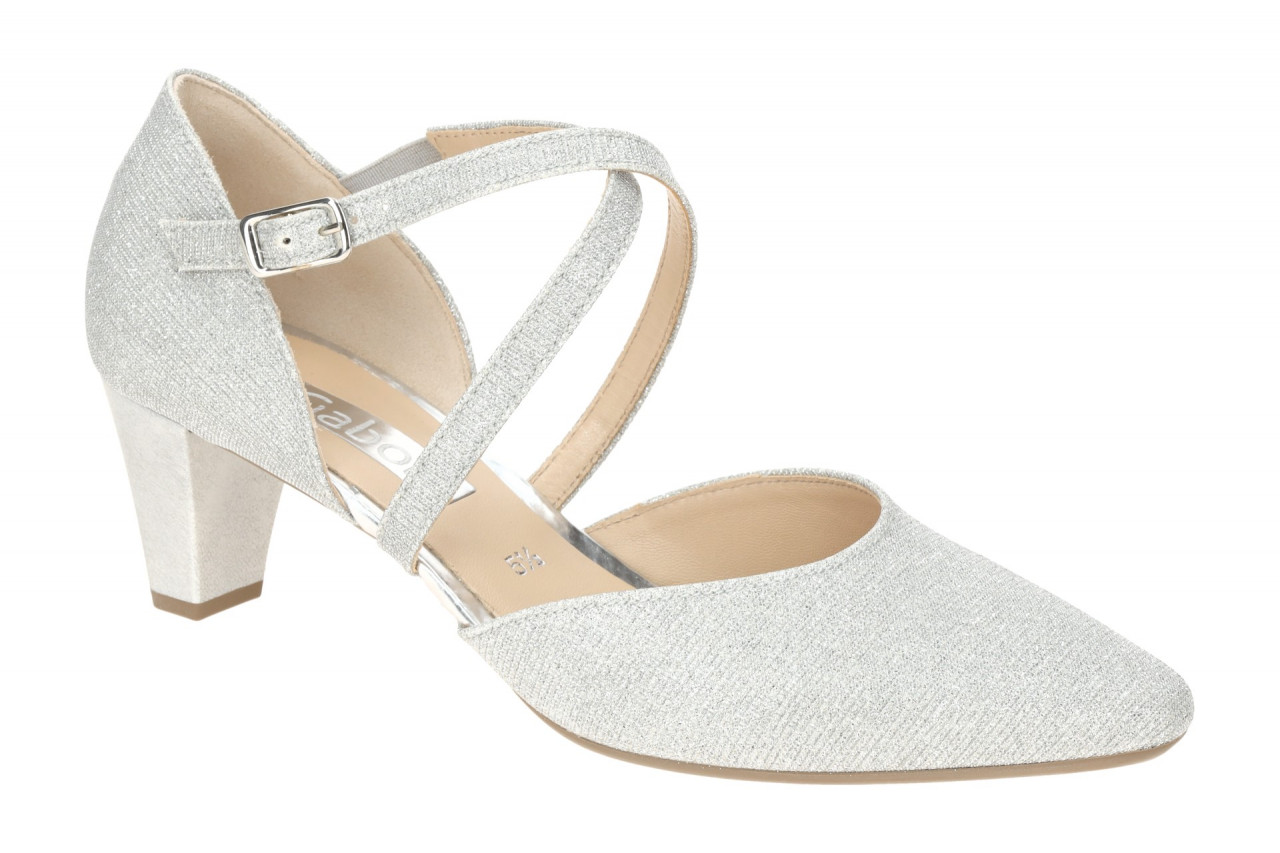 Gabor 01.363.61 Riemchen Pumps Silber Echtleder Fu?bett Trichterabsatz 1 Gabor 01.363.61 Riemchen Pumps Silber Echtleder Fu?bett Trichterabsatz