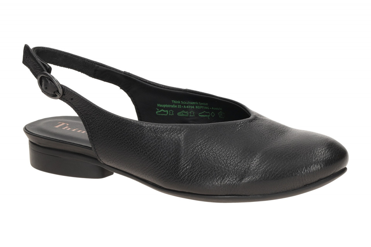 Think 731 Schwarz Echtleder Sling Pumps mit Blockabsatz 1,5cm 1 Think 731 Schwarz Echtleder Sling Pumps mit Blockabsatz 1,5cm