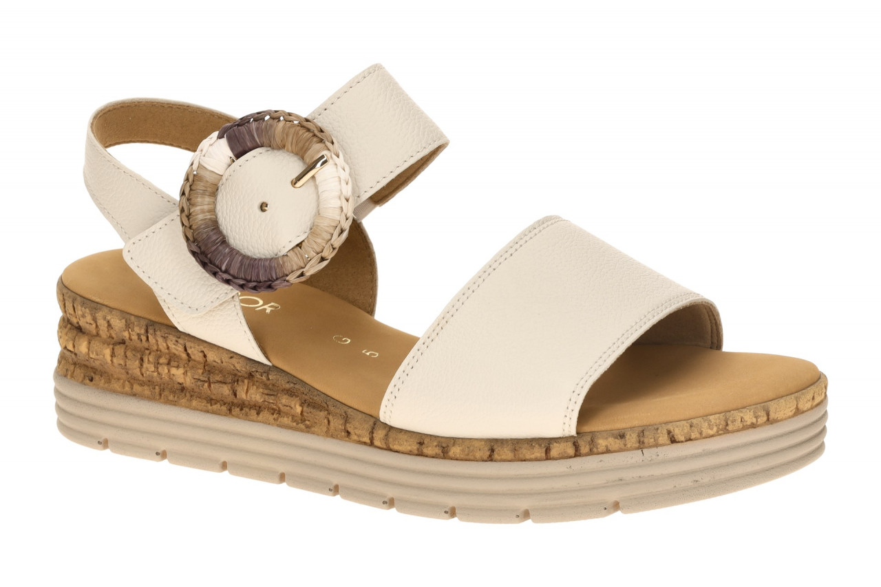 Gabor 82.706 Beige Damen Sandalette mit Keilabsatz, Echtleder & Klettverschluss 1 Gabor 82.706 Beige Damen Sandalette mit Keilabsatz, Echtleder & Klettverschluss