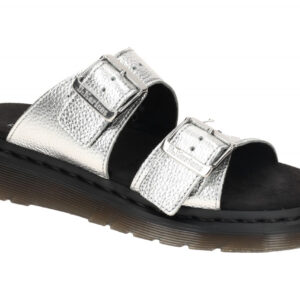 Dr. Martens Damen Pantoletten Josef 41776020 Silber Metallic Plateau Fu?bett