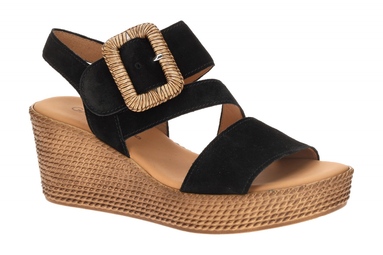 Gabor Damen Sandalette 84.771 in Schwarz - schwarz, Keilabsatz 4,5cm 1 Gabor Damen Sandalette 84.771 in Schwarz - schwarz, Keilabsatz 4,5cm