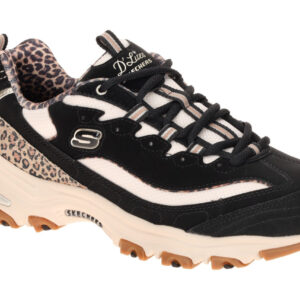 Skechers 150877 BLK D'LITES - WILD CHARM Damen Sneaker Schwarz Leo-Muster