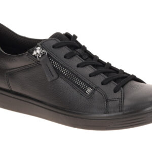Ecco 218723 Classic Sneaker Zip Women Schwarz Echtleder Textil PU-Laufsohle