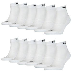 12 Paar Puma Quarter Socken mit Frottee-Sohle Gr. 35 - 46 Unisex Cushioned Kurzs...
