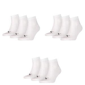 9 Paar Puma Unisex Quarter Socken Sneaker Gr. 35 - 49 für Damen Herren Füßlinge