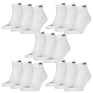 15 Paar Puma Quarter Socken mit Frottee-Sohle Gr. 35 - 46 Unisex Cushioned Kurzs...